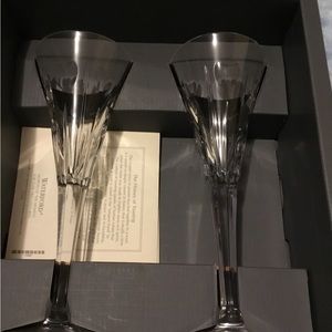 TWO Waterford Crystal The Millenium Collection "Peace" Toasting Flutes- Pair Box